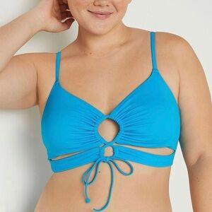 PINK Victorias Secret Bright Marine Blue Cutout Bikini Top Small